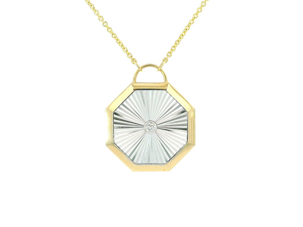 DOVES Yellow and White Gold Necklace with Round Brilliant Diamond DOV-10124