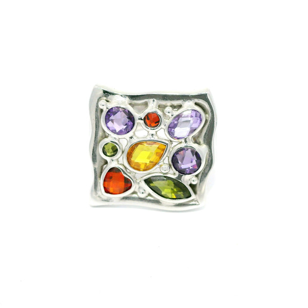 Multi-Gemstone White Gold Ring GBC-11183