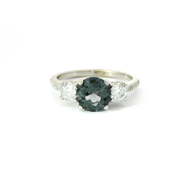 White Gold Diamond Ring with Grey Tourmaline RS-10012