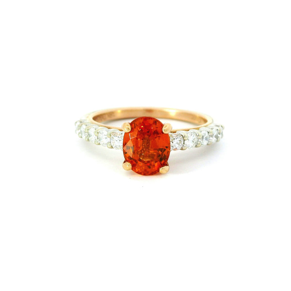 White and Yellow Gold Ring with Oval Spessartite Garnet SIE-10360
