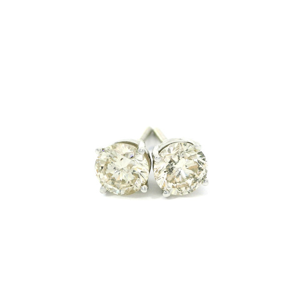 White Gold Round Brilliant Diamond Stud Earrings 201-11190