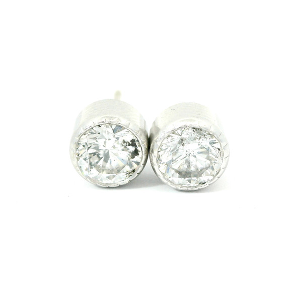 White Gold Bezel Diamond Stud Earrings CP-10001