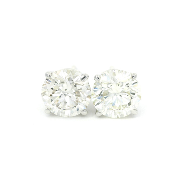 White Gold Brilliant Round Diamond Stud Earrings 201-11357