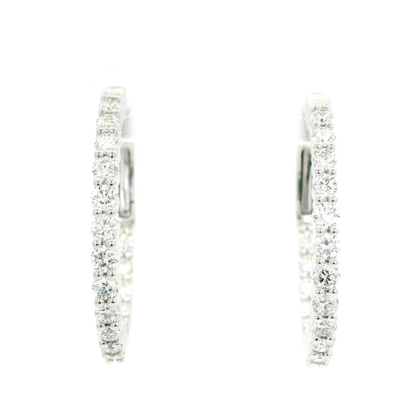 White Gold Inside/Out Hoop Earrings with Round Brilliant Diamonds GBC-13114