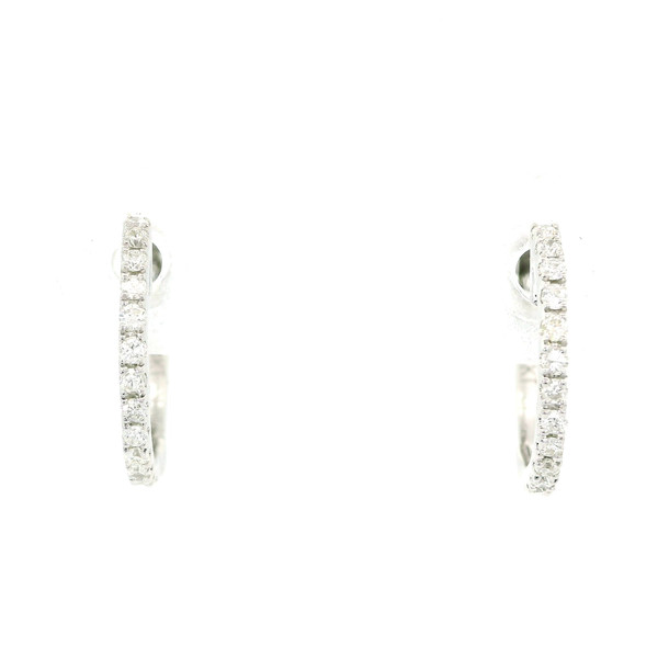White Gold Huggie Hoop Earrings with Round Brilliant Diamonds 203-10888