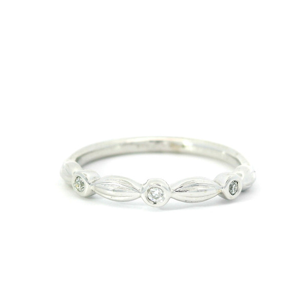 Elegant White Gold Band Ring with Round Diamonds RBS-11373