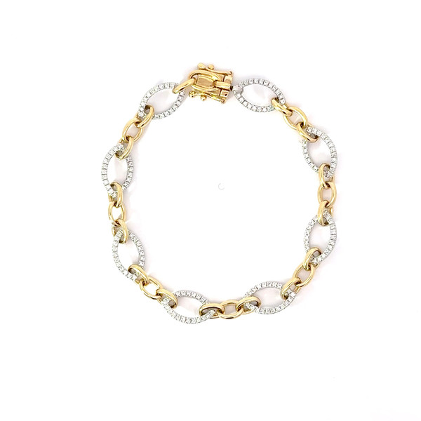 18k Yellow and White Gold Chain Bracelet with Round Brilliant Diamonds DC-10928