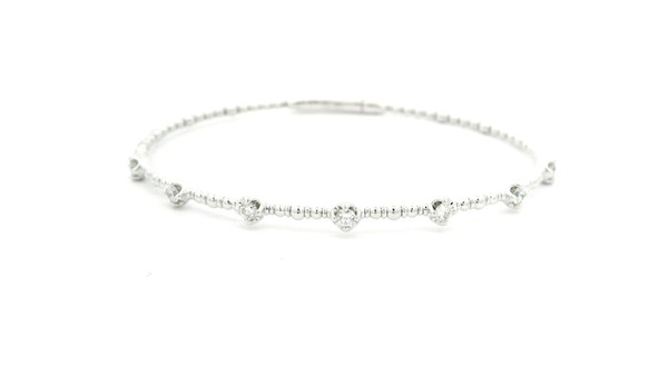 14k White Gold Diamond Flex Bangle Bracelet 584-10053