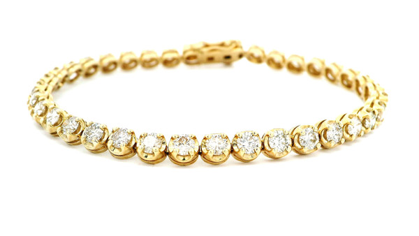 Diamond Tennis Bracelet in 14k Yellow Gold with Round Brilliant Cut Diamonds SIM-10618