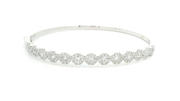 14k White Gold Bangle Bracelet with Round Brilliant Diamonds DBG-10156