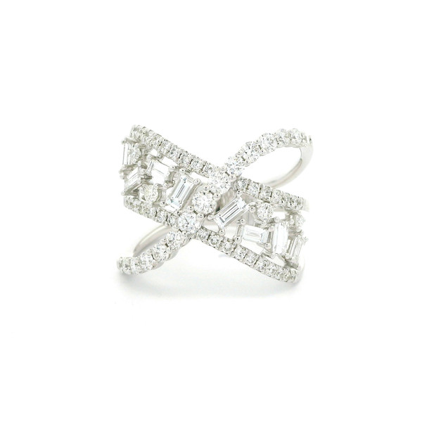 14k White Gold Diamond Bypass Ring RSM-11453