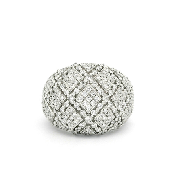 Diamond-Adorned 14k White Gold Cocktail Ring SIM-10154