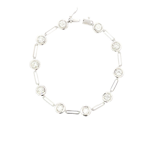 18k White Gold Diamond Tennis Bracelet with Round Brilliant-Cut Diamonds BRC-10013