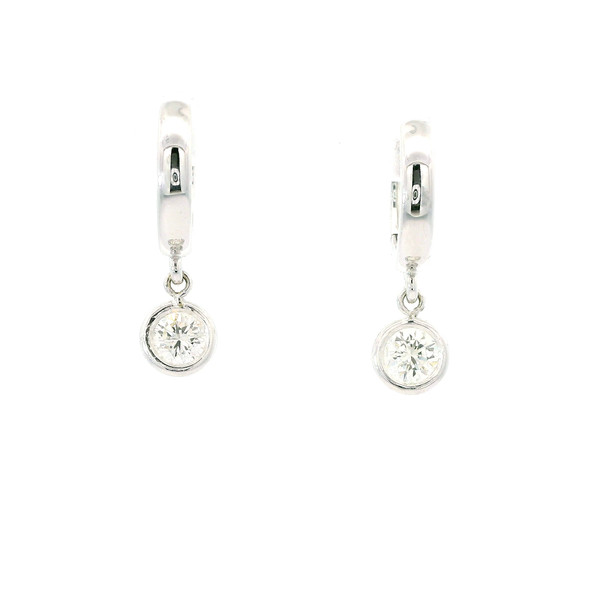 14k White Gold Dangle Earrings with Round Brilliant Cut Diamonds 203-10892