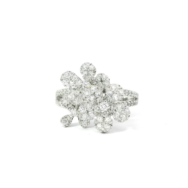 18k White Gold Cocktail Ring with Round Brilliant Cut Diamonds RBS-11385