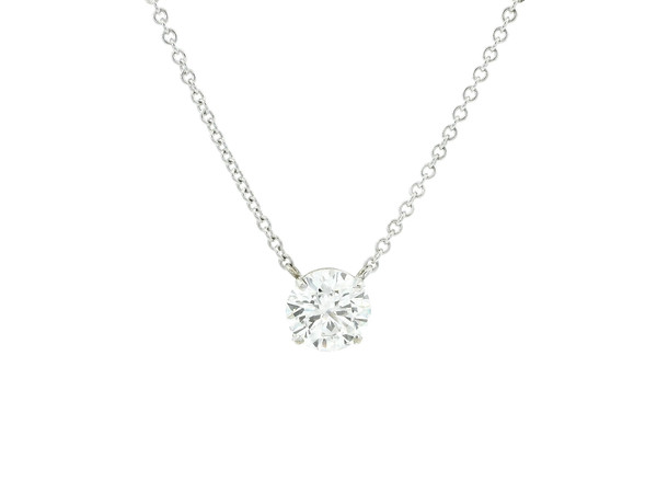 Classic Lab Grown Diamond Solitaire Necklace in 14k White Gold LGD-10041