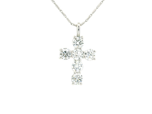 14k White Gold Lab Grown Diamond Cross Charm Necklace LGD-10065
