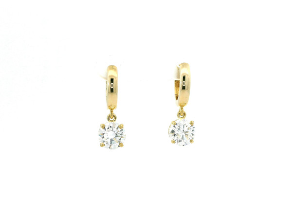 14k Yellow Gold Dangle Earrings with Round Cut Lab Grown Diamonds LGD-10060