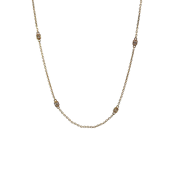 Princess Cut Diamond 14k Yellow Gold Chain Necklace 401-10310
