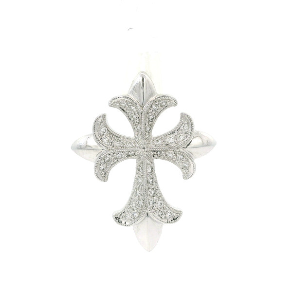 14k White Gold Diamond Cross Pendant DC-10201