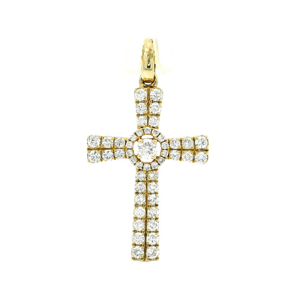 14k Yellow Gold Cross Pendant with Brilliant Cut Diamonds GBC-12170