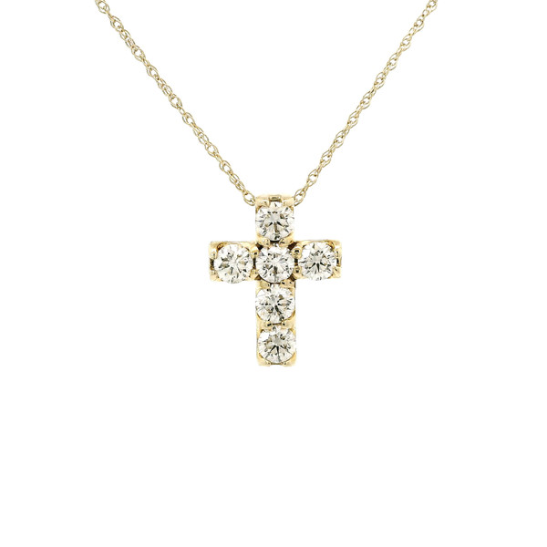 Diamond Cross Pendant Necklace in 14k Yellow Gold SIM-10634