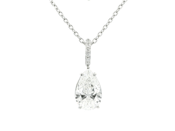 14k White Gold Lab Grown Pear Brilliant Cut Diamond Necklace LGD-10082