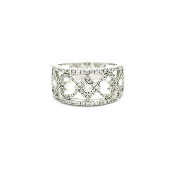 14k White Gold Diamond Lattice Band Ring GBC-12469