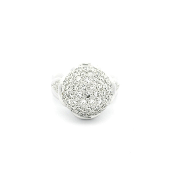 18k White Gold Multi-Stone Pave Ring with Round Cut Diamonds RBS-10086