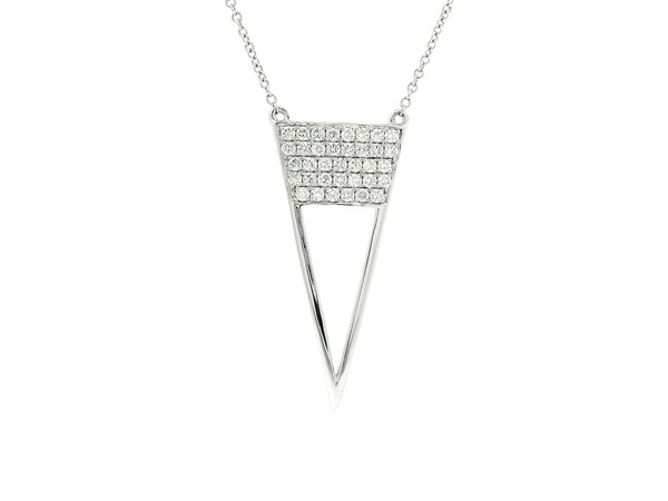 Modern Diamond Triangle Pendant Necklace in 14k White Gold 560-11608