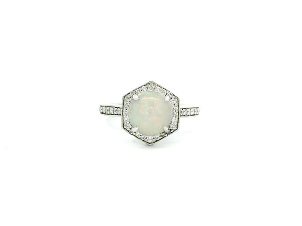 14K White Gold Opal and Diamond Ring RSP-10230