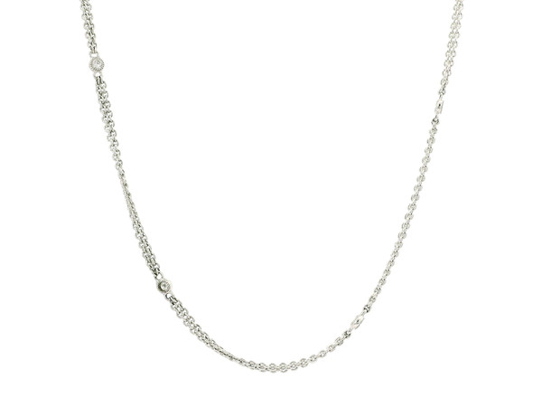18K White Gold Chain Necklace with Round Cut Diamonds SIE-10872