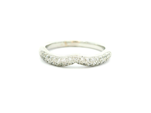 18K White Gold Band Ring with Round Brilliant Cut Diamonds RBS-10890