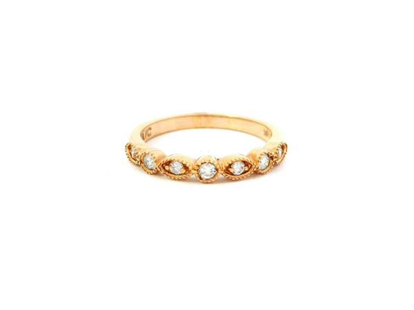 14K Rose Gold Band Ring with Round Cut Diamonds RBS-11346