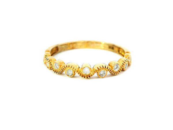 10K Yellow Gold Band Ring with Round Brilliant Cut Diamonds SIM-10531