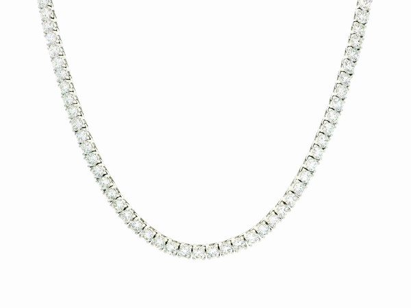 14K White Gold Round Cut Lab-Grown Diamond Tennis Necklace LGD-10180