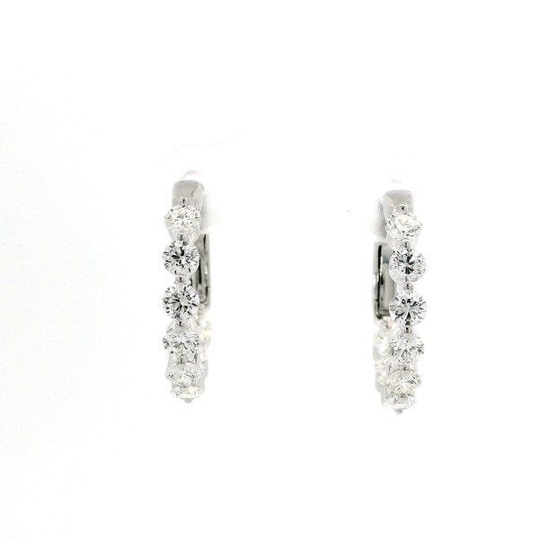 Round Diamond Hoop Earrings in 14kt White Gold GBC-13273