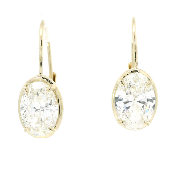 Lab Grown Oval Diamond Drop Earrings 14k Yellow Gold SIM-10714