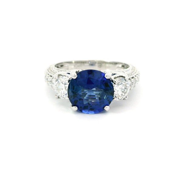 3.58ct Fine Natural Ceylon Sapphire and 2.03ct Diamond Ring 18k White Gold RPG-10386