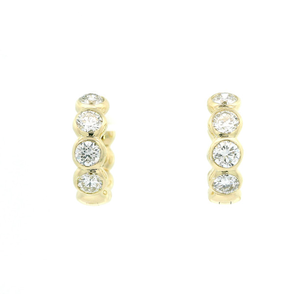 1ct Lab Grown Diamond Bezel Set Hoop Earrings 14k Yellow Gold LGD-10264