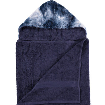 Navy / Luxe Marble Blue Hooded Towel