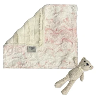 Luxe Cuddle Snowy Owl Rosewater/Stripe Cream Lovey