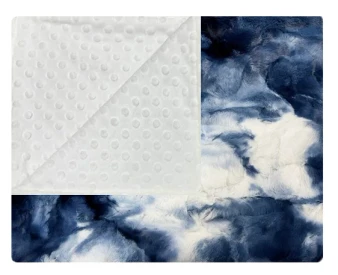 Minky Dot Cream & Luxe Marble Blue Blanket