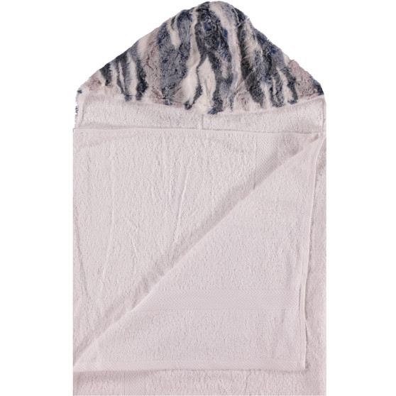 White / Snowy Sierra Blue Hooded Towel