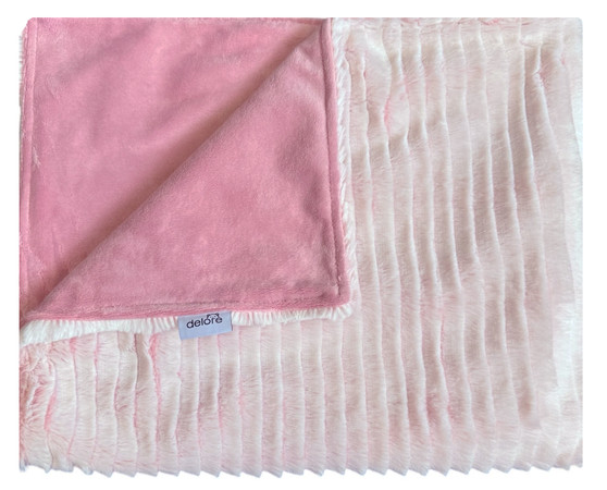 Luxe Cuddle Frosted Ziggy Mauve/Solid Rosewood Blanket