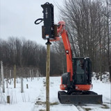 A customer sent in this photo using his PDX-1000 post driver on his excavator.
