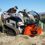 Eterra Vortex Mini Skid Steer Stump Grinder on Bobcat mini skid steer