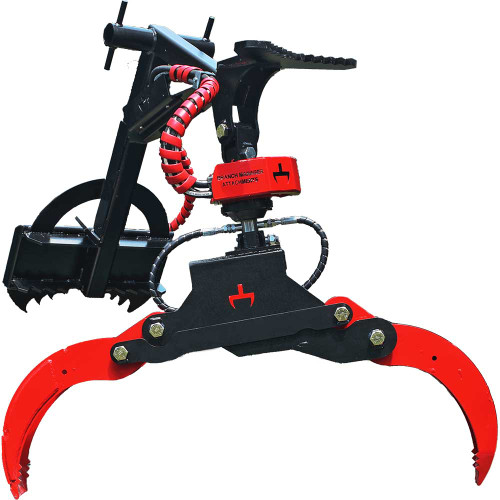 Powered Rotation Hardox Mini Skid Steer Log Grapple by Branch Manager