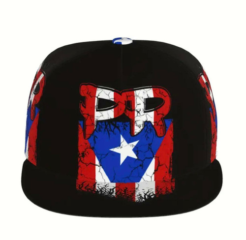 Puerto Rico Flag Trucker Hat  Black Snapback