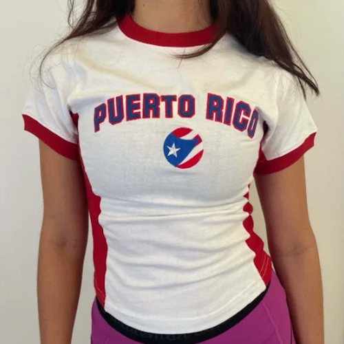 Puerto Rico Flag Women's Short Sleeved T-shirt- White
